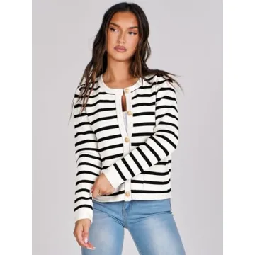 Trendy ANRABESS Striped Cardigan for Women - Fall 2024 Fashion
