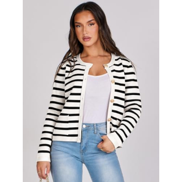 Trendy ANRABESS Striped Cardigan for Women - Fall 2024 Fashion