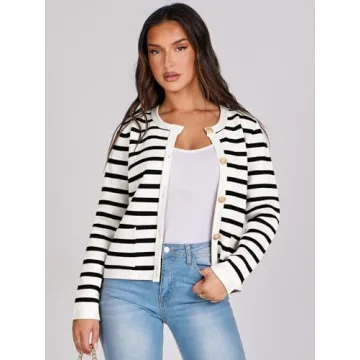 Trendy ANRABESS Striped Cardigan for Women - Fall 2024 Fashion