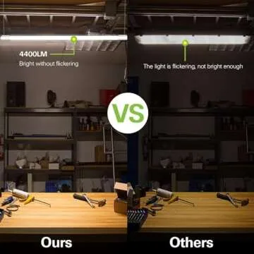 6 Pack 4FT Linkable LED Shop Light, Utility Shop Light Fixture, 4400lm, 42W [250W Equivalent], 5000K Daylight Shop Lights for Garage, Hanging or Surface Mount, with Power Cord, ETL,White