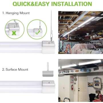 6 Pack 4FT Linkable LED Shop Light, Utility Shop Light Fixture, 4400lm, 42W [250W Equivalent], 5000K Daylight Shop Lights for Garage, Hanging or Surface Mount, with Power Cord, ETL,White