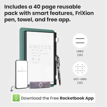 Rocketbook Pro 2.0 Reusable Professional Smart Notebook, Letter Size 8.5x11, Green - Lined & Dot Grid Pages, App-Connected, Erasable, Premium Cover, Ideal for Work Notes and Business Meetings