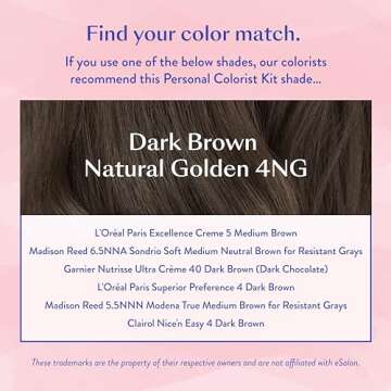 eSalon Permanent Hair Color & Hair Dye Kit - Dark Brown Natural Golden - Personal Colorist for Up To 100% Gray Coverage, All Hair Types - Professional-Grade Ammonia-Free Dye