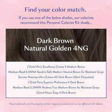 eSalon Permanent Hair Color & Hair Dye Kit - Dark Brown Natural Golden - Personal Colorist for Up To 100% Gray Coverage, All Hair Types - Professional-Grade Ammonia-Free Dye