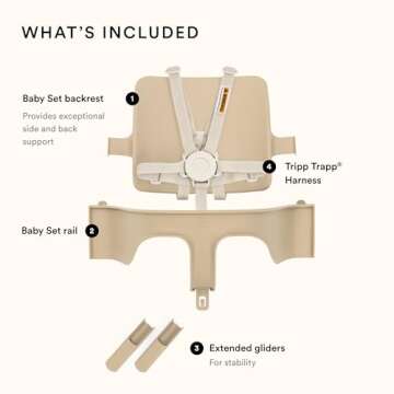 Stokke Tripp Trapp Baby Set 2, Black - Ages 6-36 Months - Convert The Tripp Trapp Chair into a Comfortable High Chair - Includes Stokke Harness 2