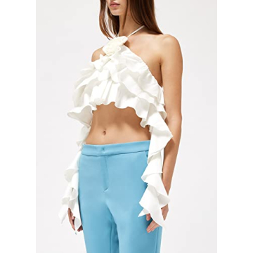 Women's 3D Flower Sheer Mesh Crop Top Y2K Fashion