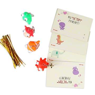 SAMRIKO Premium 32 Piece Valentines Day Card for Kids With Squeezable PopEye Animal Keychain Perfect for Valentine’s Day Gifts for Kids, Class Valentine Gifts, Valentine Gifts for Class, Classroom