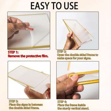 TonGass (12-Pack 5x7 Standard Double-Sided Acrylic Wedding Table Numbers Picture Frames, Clear Sign Holders with 3mm Gold Border & Vertical Stand