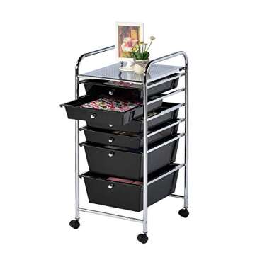Finnhomy 6 Drawer Rolling Cart for Home and Office Storage