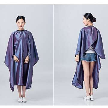 OLizee Waterproof Salon Cape for Hairdressers - 57" x 63" (Purple)