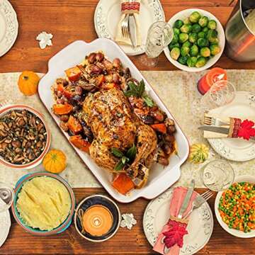 Hiceeden 3 Pack Ceramic Baking Dish Set, Square Porcelain Casserole Dish with Handle, Red, 13.7'' x 9.8'' x 7.9'', 9 in, Matte Finish, Oven & Dishwasher Safe