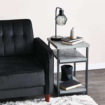 Household Essentials Side Table | End Table with Shelf for Storage | Faux Slate Concrete 17.9D x 23.6W x 17.46H in