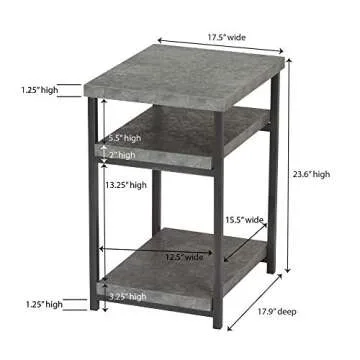 Household Essentials Side Table | End Table with Shelf for Storage | Faux Slate Concrete 17.9D x 23.6W x 17.46H in