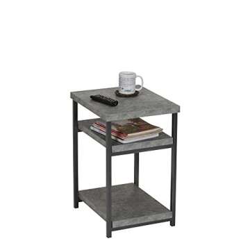 Household Essentials Side Table | End Table with Shelf for Storage | Faux Slate Concrete 17.9D x 23.6W x 17.46H in