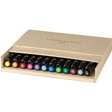 Faber-Castell Art & Graphic Pitt Artist Pen Brush India Ink Pen, Multicoloured, Studio Box Of 12, Fo...