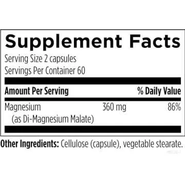 Designs for Health Magnesium Malate - Chelated Magnesium as Di Magnesium Malate - Highly Bioavailable Form to Support Energy, Bone Health + Muscle Recovery (240 Magnesium Malate Capsules)