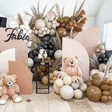 RUBFAC 129pcs Brown Balloons Different Sizes 18 12 10 5 Inches for Garland Arch Kit, Premium Boho Coffee Brown Latex Balloon for Birthday Party Graduation Wedding Anniversary Baby Shower Decoration