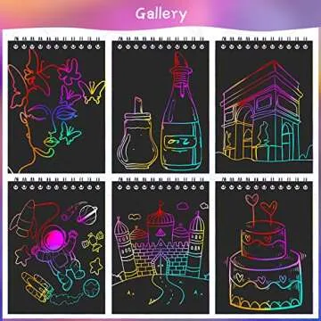 POKONBOY 24 Pack Rainbow Scratch Paper Arts Notebooks, Scratch Note Pads for Kids Rainbow Party Favors Coloring Books for Girls Boys Art Party Supplies