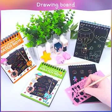 POKONBOY 24 Pack Rainbow Scratch Paper Arts Notebooks, Scratch Note Pads for Kids Rainbow Party Favors Coloring Books for Girls Boys Art Party Supplies