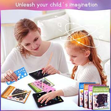 POKONBOY 24 Pack Rainbow Scratch Paper Arts Notebooks, Scratch Note Pads for Kids Rainbow Party Favors Coloring Books for Girls Boys Art Party Supplies