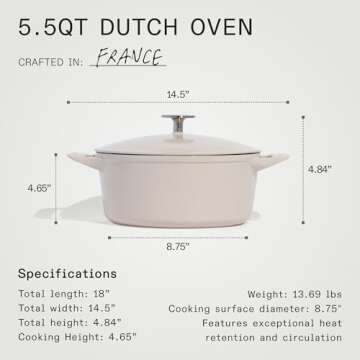 Made In Dutch Oven 5.5 Quart - Linen Enameled Cast Iron