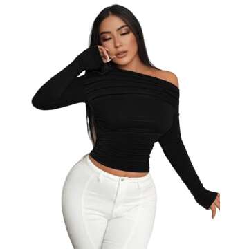 Stylish Buauty Off The Shoulder Long Sleeve Crop Top