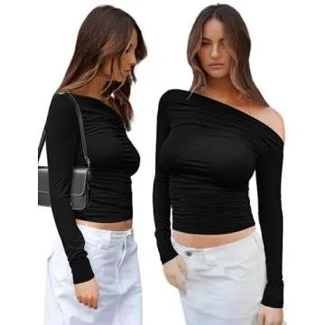 Stylish Buauty Off The Shoulder Long Sleeve Crop Top