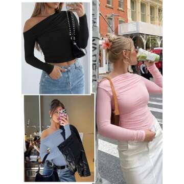Stylish Buauty Off The Shoulder Long Sleeve Crop Top