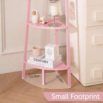 Yoobure Corner Shelf, 4-Tier Corner Bookshelf with Metal Frame, Ladder Corner Shelves Display Shelf for Bedroom Living Room, Tall Corner Bookcase Corner Plant Stand, Wood Small Corner Shelf Stand Home
