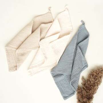 Konssy Baby Muslin Washcloths 7 Pack -100% Cotton Baby Bath Towels, Soft Baby Wash Cloths and Absorb...
