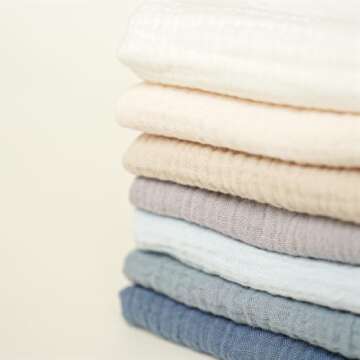 Konssy Baby Muslin Washcloths 7 Pack -100% Cotton Baby Bath Towels, Soft Baby Wash Cloths and Absorbent Burp Cloths for Newborn Kids Girls and Boys, 11x11 inches