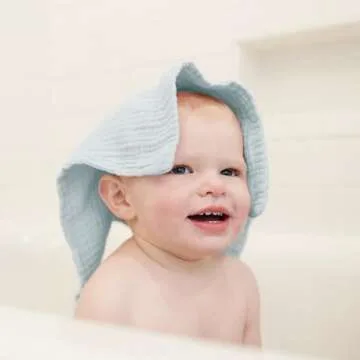 Konssy Baby Muslin Washcloths 7 Pack -100% Cotton Baby Bath Towels, Soft Baby Wash Cloths and Absorbent Burp Cloths for Newborn Kids Girls and Boys, 11x11 inches