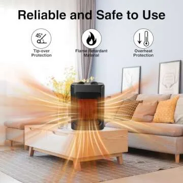 JNDRO Portable Electric Space Heater - 1500W/750W Quiet Ceramic mini Heater Fan with Thermostat, Heat Up 200 Square Feet for Room Office Desk Indoor Use