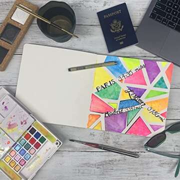 Handbook Journal Co. Artist Watercolor Sketchbook 3.5 x 8.25 Inches (2-Pack) 95lb / 200 GSM, Pocket Panorama, Hardcover w/Pocket