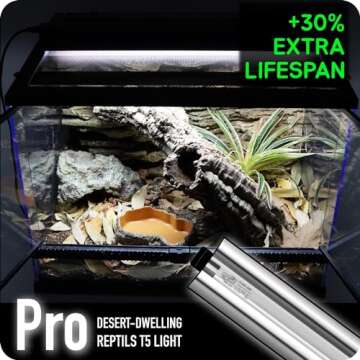 ReptiKing UVB Reptile Light, 24W T5 Light Fixture and 10.0 UVB Tube Kit, for Desert-Dwelling Reptiles, Bearded Dragon UVB Light