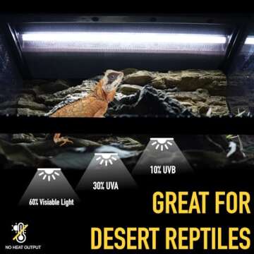 ReptiKing UVB Reptile Light, 24W T5 Light Fixture and 10.0 UVB Tube Kit, for Desert-Dwelling Reptiles, Bearded Dragon UVB Light