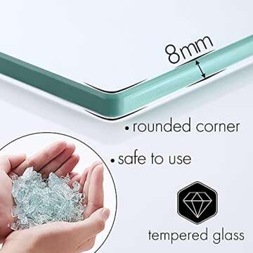 KES Bathroom Glass Shelf with 8 MM-Thick Tempered Glass and SUS 304 Stainless Steel Brushed Gold Brackets 20-Inch Rectangular Rustproof Storage Organizer Wall Mount, A2021-BZ