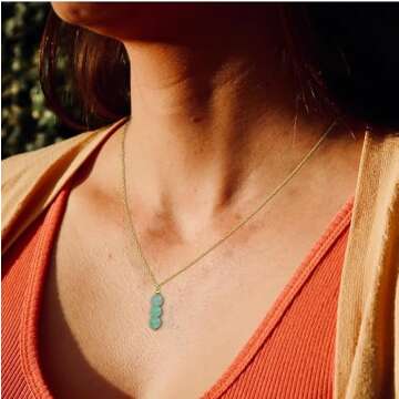 SmileBelle Jade Necklace for Women, Dainty Crystal Necklace With Jade Beads, Green Necklace Crystal ...