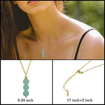 SmileBelle Jade Necklace for Women, Dainty Crystal Necklace With Jade Beads, Green Necklace Crystal Pendant Necklace as Birthday Gifts Ideas for Girls, Jade Jewelry as Anniversary Gifts