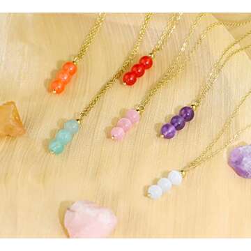 SmileBelle Jade Necklace for Women, Dainty Crystal Necklace With Jade Beads, Green Necklace Crystal Pendant Necklace as Birthday Gifts Ideas for Girls, Jade Jewelry as Anniversary Gifts