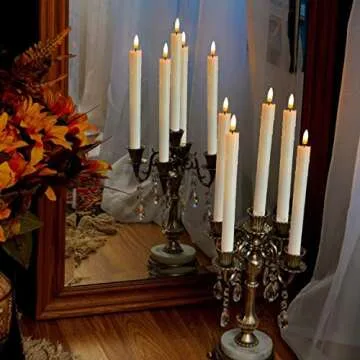 LULUBRO 3D Led Flameless Flickering Battery Operated Powered Taper Candles with Remote,Electric Timer Fake Candle Like Real Wax,Realistic Candlesticks for Valentine's Day Table/Windows/Wedding Decor