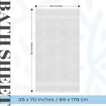 White Classic Luxury Soft Bath Sheet Towels - 650 GSM Cotton