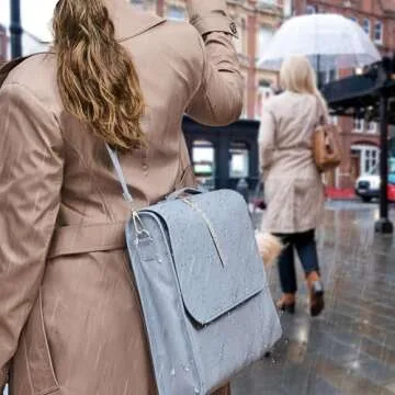 The PaperSavor ™ Fireproof Crossbody Bag - Waterproof & Flame Retardant Bag for Documents, Cash, & Essentials - Stylish Bag with Wide Strap, Secure Closure, Interior Organization - Large, Light Blue