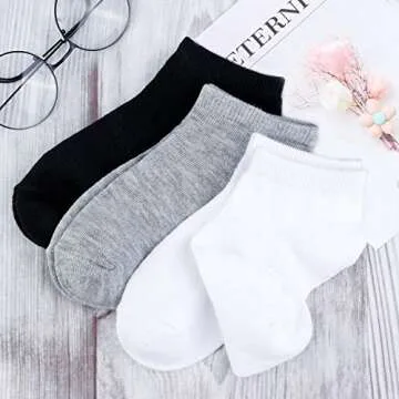 BOOPH Kids Ankle Socks, 15 pairs for Ages 6-8