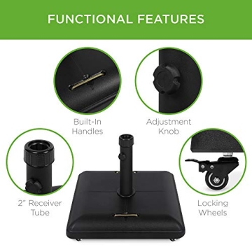 Heavy Duty Square Umbrella Base with Wheels and Handles