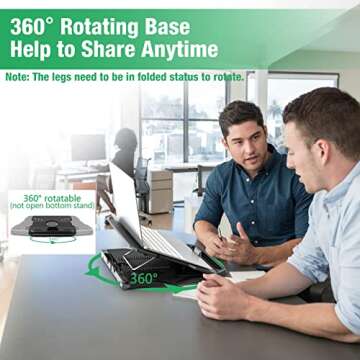 Zimilar Laptop Stand, Ergonomic Height Adjustable Laptop Stand for Desk, Multi-Angle Portable Laptop Riser with 360° Rotating Base, Foldable Computer Stand Riser Fits Most Laptops up to 15.6" (Black)