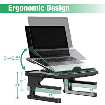 Zimilar Laptop Stand, Ergonomic Height Adjustable Laptop Stand for Desk, Multi-Angle Portable Laptop Riser with 360° Rotating Base, Foldable Computer Stand Riser Fits Most Laptops up to 15.6" (Black)