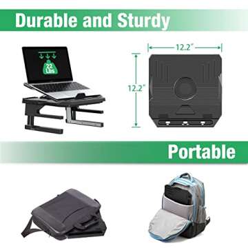 Zimilar Laptop Stand, Ergonomic Height Adjustable Laptop Stand for Desk, Multi-Angle Portable Laptop Riser with 360° Rotating Base, Foldable Computer Stand Riser Fits Most Laptops up to 15.6" (Black)