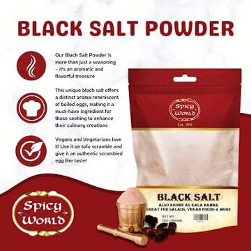 Spicy World Black Salt Powder (Kala Namak Mineral) 7 Oz - Vegan, Pure, Unrefined, Non-GMO & Natural ...