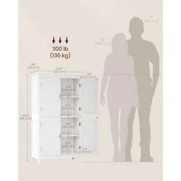 VASAGLE Stylish Bathroom Storage Cabinet with Adjustable Shelves